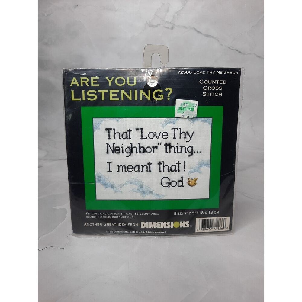 Vintage Dimensions Counted Cross Stitch Kit Love Thy Neighbor w/Charm
